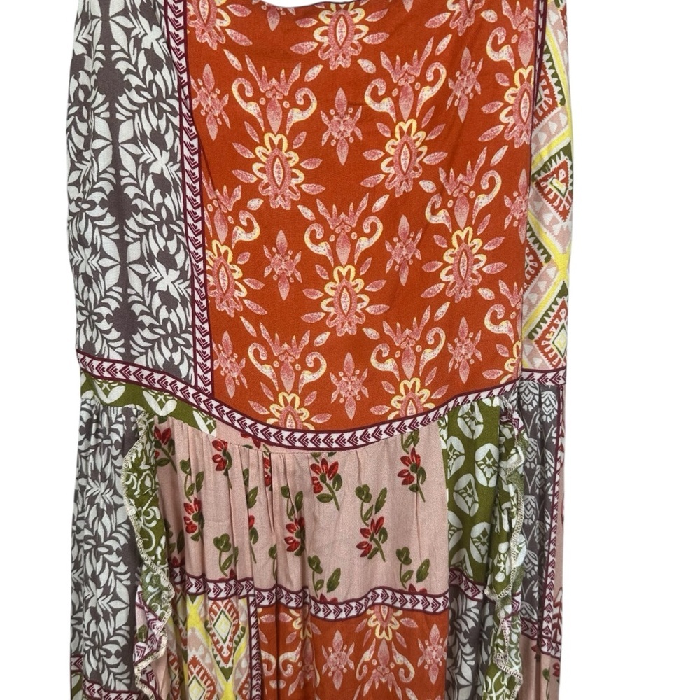 Anthropologie Abel the Label Gypsiana Patchwork Boho Maxi Dress Tie-Back‎ S - Picture 10 of 13